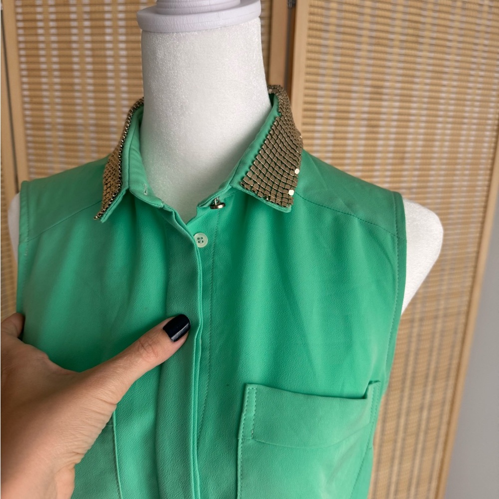 Emerald Green Embellished Collar Mini Dress